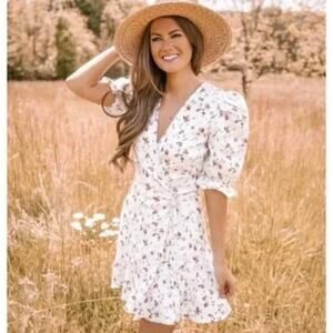 Reformation White Floral Mini Dress